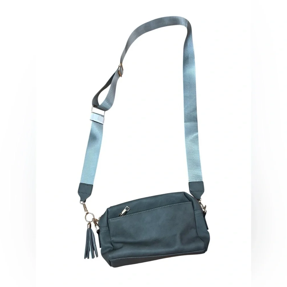 Roulens New Gray Triple Zip Small Crossbody Bag